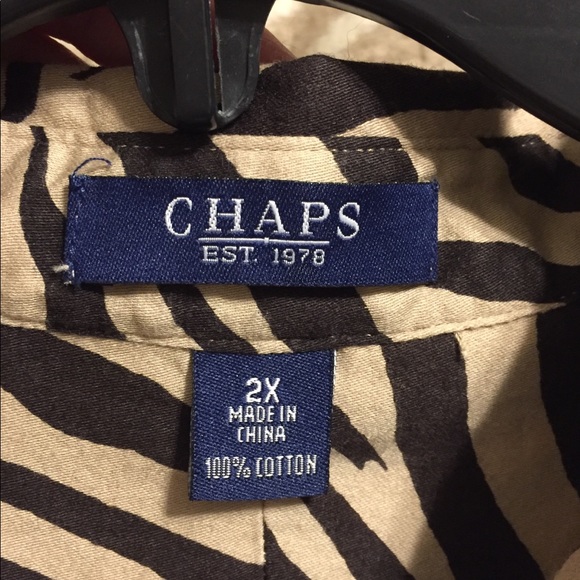 Chaps Leopard Print Button Down Top - Picture 5 of 6